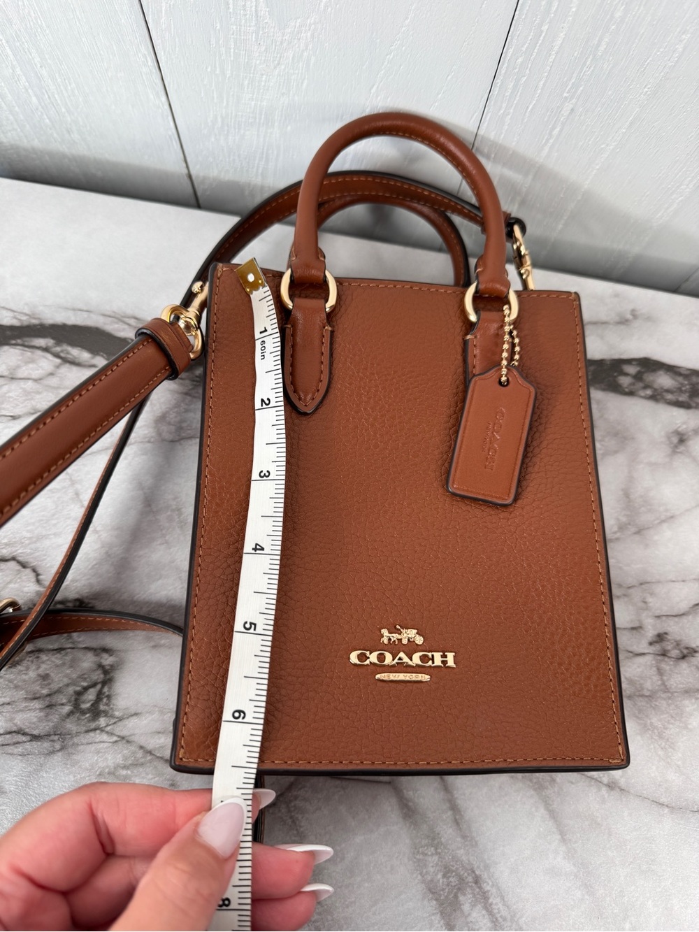 Coach Brown Leather Mini Tote Crossbody - Picture 11 of 12